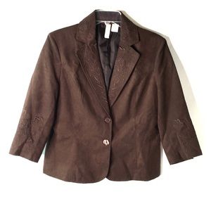 Rose Haggar Blazer M Velvety Brown Embroidered *H